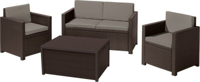 Комплект пластиковой плетеной мебели с подушками Keter Monaco Set пластик с имитацией плетения коричневый Фото 1