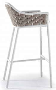 Кресло барное плетеное Grattoni Panama алюминий, роуп, текстилен белый, бежевый, шампанское Фото 4