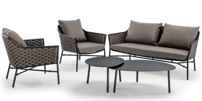 Комплект лаунж мебели Grattoni Panama алюминий, роуп, текстилен черный, тортора Фото 1