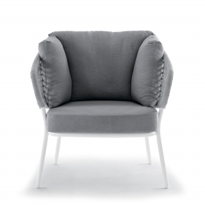 Комплект плетеной мебели Grattoni Atol алюминий, роуп, акрил белый, светло-серый Фото 3