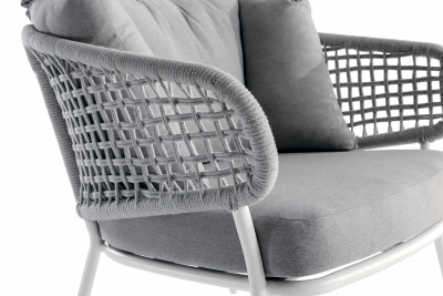 Комплект плетеной мебели Grattoni Atol алюминий, роуп, акрил белый, светло-серый Фото 4