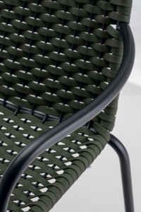 Кресло плетеное Grattoni Cannes сталь, текстилен черный, темно-зеленый Фото 3
