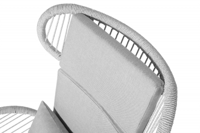 Кресло плетеное Grattoni Fiji алюминий, роуп, олефин белый, светло-серый Фото 3