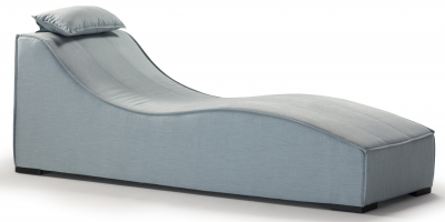 Шезлонг-лежак дизайнерский Grattoni Breeze алюминий, ткань sunbrella белый, синий Фото 1