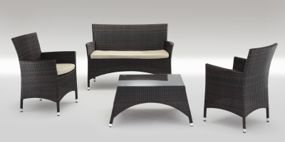 Комплект плетеной пластиковой мебели Grattoni GS 909 алюминий, искусственный ротанг коричневый, бежевый Фото 2