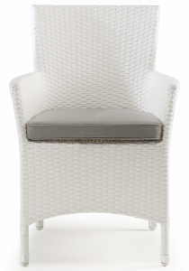 Кресло плетеное с подушкой Grattoni GS 909 алюминий, искусственный ротанг, ткань белый, серый Фото 2