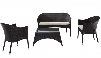 Комплект плетеной пластиковой мебели Grattoni GS 912 алюминий, искусственный ротанг, ткань коричневый, бежевый Фото 1