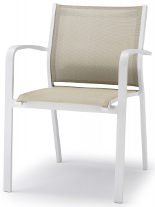 Кресло металлическое текстиленовое Grattoni GS 936 алюминий, текстилен белый, тортора Фото 1