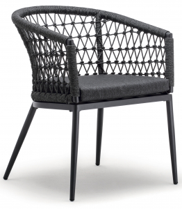 Кресло плетеное Grattoni Avana алюминий, полиэстер, акрил черный, темно-серый Фото 1