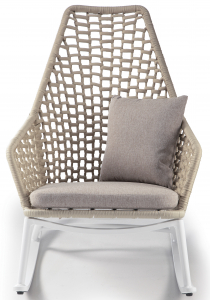 Кресло-качалка плетеное Grattoni Kos алюминий, роуп, олефин белый, бежевый, коричневый Фото 3