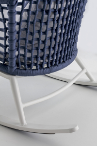 Кресло-качалка плетеное Grattoni Kos алюминий, роуп, олефин белый, синий, светло-серый Фото 3