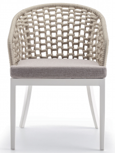 Кресло плетеное с подушкой Grattoni Kos алюминий, роуп, олефин белый, бежевый, коричневый Фото 1