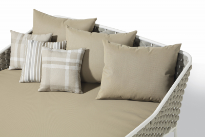 Лаунж-диван плетеный Grattoni Panama алюминий, роуп, текстилен белый, бежевый, шампанское Фото 3