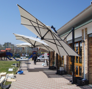 Зонт профессиональный 3.5х3.5 м Scolaro Galileo Dark алюминий, акрил антрацит, слоновая кость Фото 15