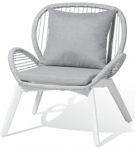 Кресло плетеное Grattoni Samoa алюминий, акрил, олефин белый, светло-серый Фото 1