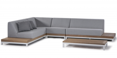 Комплект модульной мягкой мебели Grattoni Ivory алюминий, тик, ткань sunbrella белый, светло-серый Фото 1