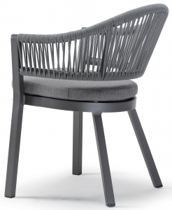 Кресло плетеное с подушкой Grattoni Sofia алюминий, акрил антрацит, серый Фото 2