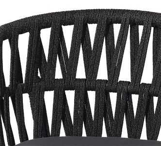 Кресло барное плетеное с подушкой Grattoni Tahiti алюминий, роуп, текстилен черный, темно-серый, черный Фото 6