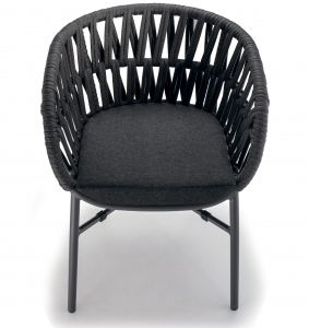 Кресло плетеное с подушкой Grattoni Tahiti алюминий, роуп, текстилен черный, темно-серый, черный Фото 6
