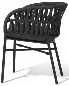 Кресло плетеное с подушкой Grattoni Tahiti алюминий, роуп, текстилен черный, темно-серый, черный Фото 3