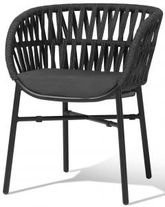 Кресло плетеное с подушкой Grattoni Tahiti алюминий, роуп, текстилен черный, темно-серый, черный Фото 1