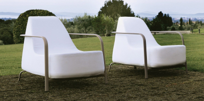 Кресло дизайнерское мягкое Fast BigFoot алюминий, ткань белый Фото 12