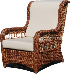 Кресло плетеное с подушками Skyline Design Ebony алюминий, искусственный ротанг, sunbrella бронзовый, бежевый Фото 1