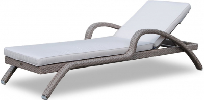 Шезлонг-лежак плетеный с матрасом Skyline Design Imperial алюминий, искусственный ротанг, sunbrella белый, бежевый Фото 1