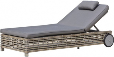 Шезлонг-лежак плетеный с матрасом Skyline Design Castries алюминий, искусственный ротанг, sunbrella серый, бежевый Фото 1