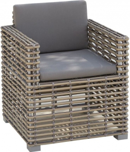 Кресло плетеное с подушками Skyline Design Castries алюминий, искусственный ротанг, sunbrella серый, бежевый Фото 1