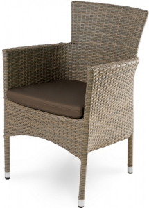 Кресло плетеное с подушкой JOYGARDEN Aroma алюминий, искусственный ротанг светло-коричневый Фото 1