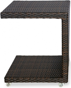 Столик плетеный кофейный JOYGARDEN Milano алюминий, искусственный ротанг темно-коричневый Фото 1