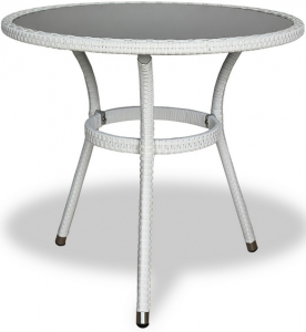 Стол плетеный со стеклом JOYGARDEN Lotus алюминий, искусственный ротанг, закаленное стекло белый Фото 1