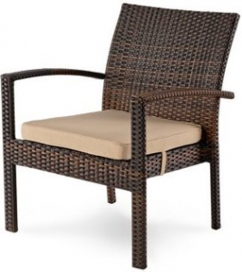 Кресло плетеное с подушкой JOYGARDEN Milano алюминий, искусственный ротанг темно-коричневый Фото 1