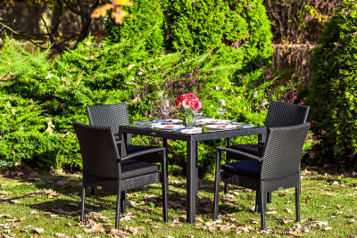 Кресло плетеное с подушкой JOYGARDEN Milano алюминий, искусственный ротанг черный Фото 8
