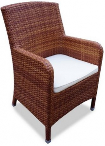 Кресло плетеное с подушкой JOYGARDEN Mykonos алюминий, искусственный ротанг натуральный тик Фото 1