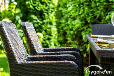 Кресло плетеное с подушкой JOYGARDEN Mykonos алюминий, искусственный ротанг темно-коричневый Фото 2