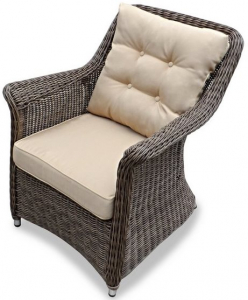 Кресло плетеное с подушкой JOYGARDEN Opal алюминий, искусственный ротанг коричневый Фото 1