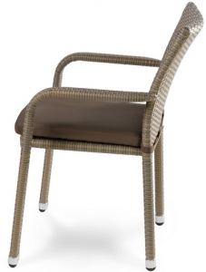 Кресло плетеное с подушкой JOYGARDEN Rome алюминий, искусственный ротанг светло-коричневый Фото 2