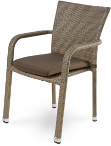 Кресло плетеное с подушкой JOYGARDEN Rome алюминий, искусственный ротанг светло-коричневый Фото 1