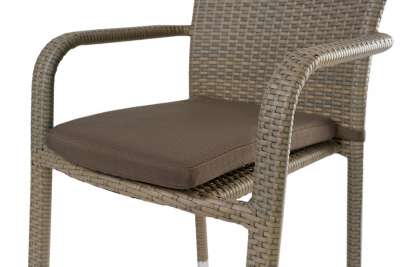 Кресло плетеное с подушкой JOYGARDEN Rome алюминий, искусственный ротанг светло-коричневый Фото 3