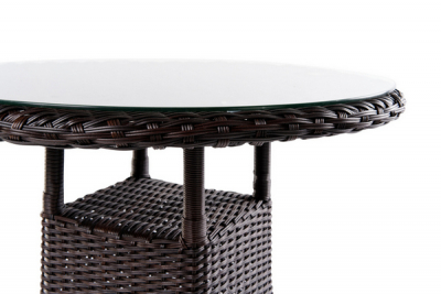 Стол плетеный со стеклом JOYGARDEN Warsaw алюминий, искусственный ротанг, закаленное стекло темно-коричневый Фото 6