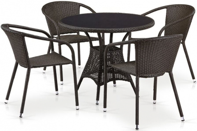 Комплект плетеной мебели Afina T197ANS/Y137C-W53 Brown 4Pcs искусственный ротанг, сталь коричневый Фото 1