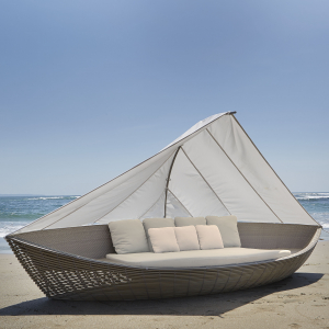 Лаунж-диван плетеный с подушками Skyline Design Boat алюминий, искусственный ротанг серый, бежевый Фото 7