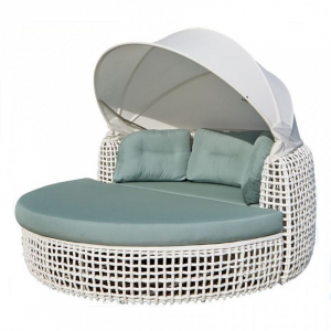 Лаунж-диван плетеный Skyline Design Dynasty алюминий, искусственный ротанг, sunbrella белый, бежевый Фото 1