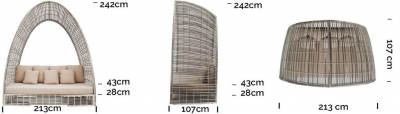 Лаунж-диван плетеный Skyline Design Surabaya алюминий, искусственный ротанг, sunbrella натуральный, бежевый Фото 5