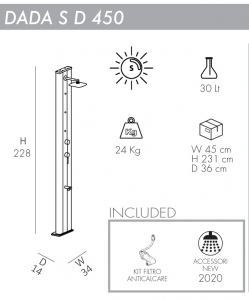 Душ солнечный Arkema Dada S D 450 алюминий Фото 2