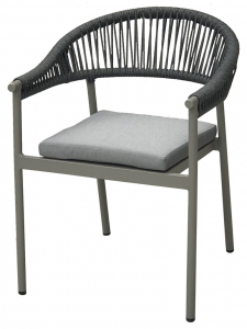 Кресло плетеное 4SIS Ницца алюминий, канат, ткань темно-серый Фото 1