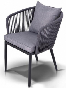 Кресло плетеное 4SIS Монако металл, канат, ткань темно-серый Фото 1