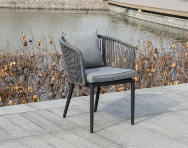 Кресло плетеное 4SIS Монако металл, канат, ткань темно-серый Фото 3